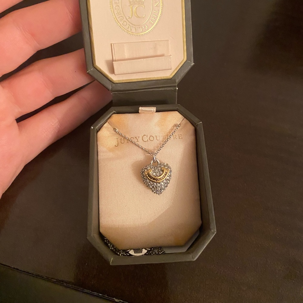 Juicy Couture silver diamond heart shaped necklace